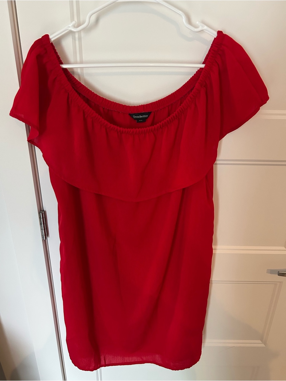 Red Off-Shoulder Ruffle Dress